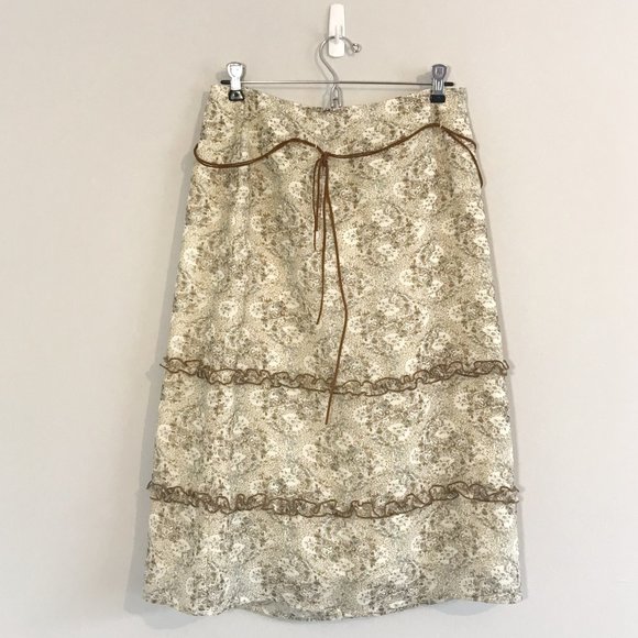 🌿 Vintage | Paisley Skirt with Brown Suede Belt - Picture 1 of 3